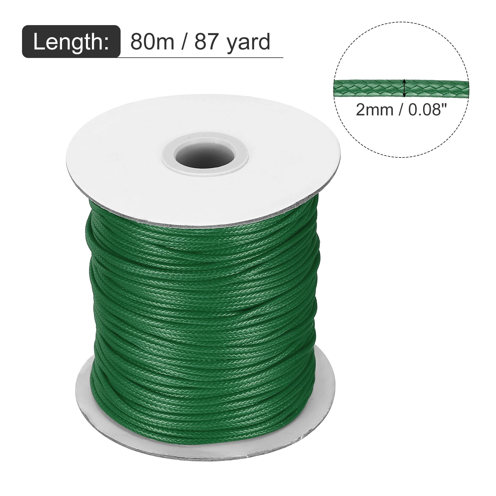 Waxed Cord 2mm Waxed Thread 87 Yard Wax String Leather Cord for Bracelet Making, Necklaces, Beading, Jewelry Making and DIY Crafts(Dark Green)