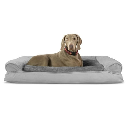 UPC: 0842229105759 | FurHaven Pet Products | Plush & Suede Pillow Sofa Pet Bed for Dogs & Cats – Gray Jumbo