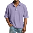 thumbnail image 2 of Domuza Polo Shirts for Men Short Sleeve Collared Waffle Shirt Summer Lightweight Golf Shirts Beach T-Shirts Purple 4XL, 2 of 7
