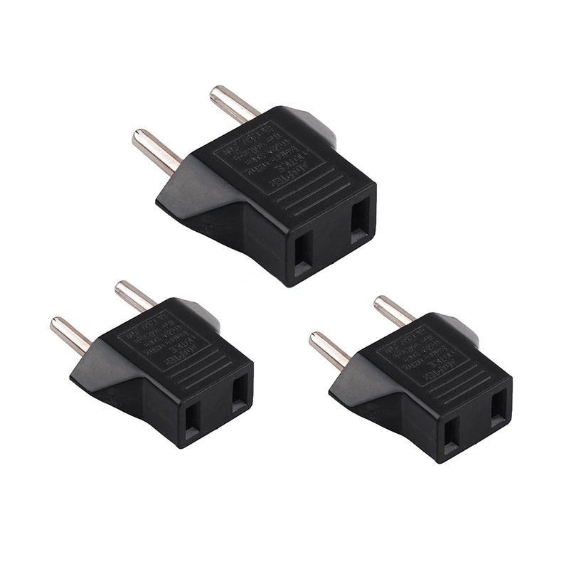 3x USA US To EU Europe Travel Charger Power Adapter Converter Wall Plug HomeCH