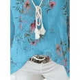 thumbnail image 5 of Gvmfive Plus Size Blouses for Women Long Sleeve Lace Up Chiffon Shirt Loose Floral Tops, 5 of 5