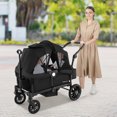 thumbnail image 2 of Gymax Wagon Stroller for 2 Kids Push Pull Double Stroller w/ Adjustable Handle Black, 2 of 10
