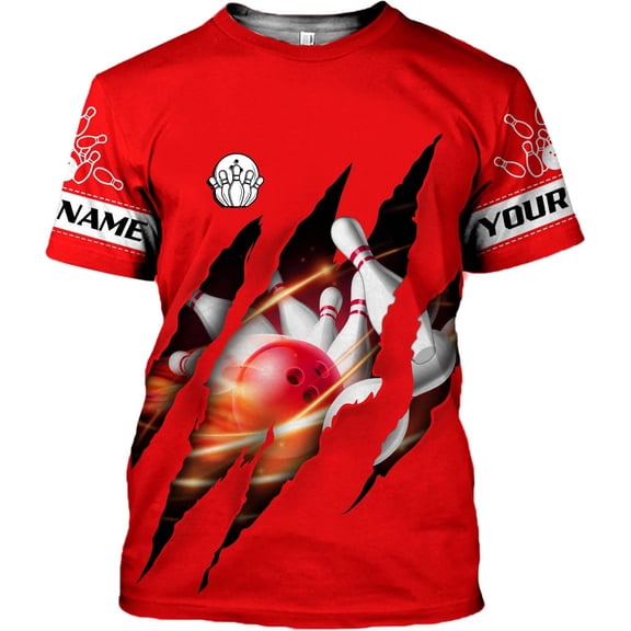 Personalized Name Bowling Shirts for Men & Women, Bowling Shirts for Team Bowling, Bowling Shirts Gift Unisex (Red, S)