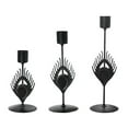 thumbnail image 4 of Candelabro de Metal de 3 piezas, soporte para velas, decoración de plumas negras, adorno de centro de mesa para el hogar y la boda, 4 of 9