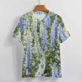 thumbnail image 3 of Floral Colorful Flower Womens Tops Women's Fashion Casual Short Sleeve Flower Print Round Neck Pullover Top Blouse, 3 of 6