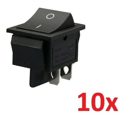 10x Black Rocker Switches 4-Pin DPST On/Off Snap-In 15A/250V 20A/125V ...