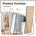 thumbnail image 4 of Gzxs 57.9"x18.1" Full-Length Floor Mirror with Standing Holder and Solid Wood Frame in Black, Standing/Hanging/Wall-Mounted Dressing Mirror for Bedroom Locker Room, 4 of 9