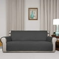 thumbnail image 2 of Housse de Sofa Matelassée Réversible, Protège-Meubles Résistant à l'Eau, Housse de Canapé Lavable avec Mousse Antidérapante et Sangles Élastiques pour Enfants, Chiens, Animaux (Sofa, Gris Foncé/beige), 2 of 7
