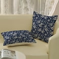 thumbnail image 4 of Navy Blue Floral Pillow Covers 18x18 Inch 2 Pcs Vintage Flower Decor Throw Pillows Boho Seasonal Spring Summer Outdoor Farmhouse Decoration Pillowcase Linen Cushion Cover for Couch Sofa Bed, 4 of 6
