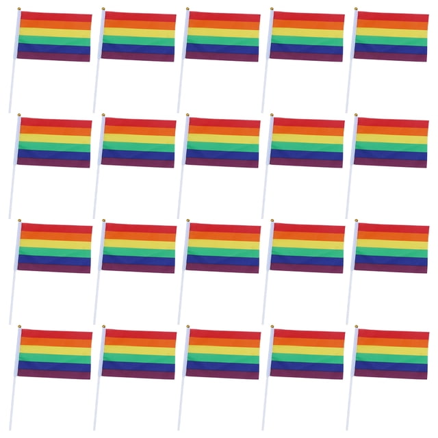 KAKOWELY 20 banderas arcoíris portátiles, banderas arcoíris del orgullo gay, banderas LGBT, pequeñas banderas arcoíris para desfiles.