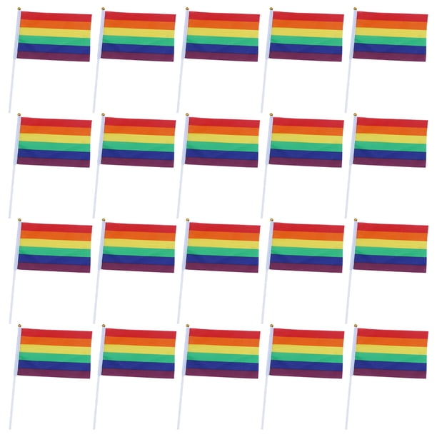 KAKOWELY 20 banderas arcoíris portátiles, banderas arcoíris del orgullo gay, banderas LGBT, pequeñas banderas arcoíris para desfiles.