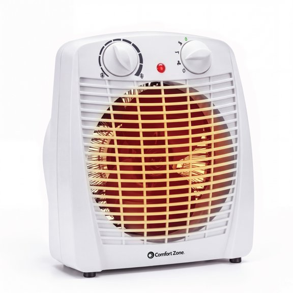 Comfort Zone Fan-Forced Personal Space Heater with Thermostat, White