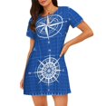 thumbnail image 1 of Easygdp Compass Camisón de manga corta para mujer, informal, estampado, 1 of 6