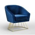 thumbnail image 4 of Hans Navy/Gold Velvet Accent Chair - Metal Base, Barrel Back, 4 of 9