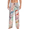 thumbnail image 1 of Balery Passport Stamp Pantalones de pijama para hombre, pijama ultraligero, pantalón de descanso-XX-Large, 1 of 6