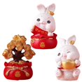thumbnail image 2 of Bunny Statue Feng Shui Gold Ingot New Year Animal Sculptures Fortune Rabbit Figurine, 2 of 3