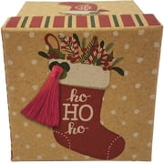Holiday Time 3" Small Kraft Paper Christmas Gift Box, Red Tassel Stocking