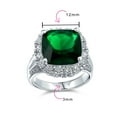 thumbnail image 4 of Bling Jewelry Womens Cubic Zirconia 7CT CZ Green Cushion Cut Estate Style Cocktail Statement Ring, 4 of 6