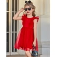 thumbnail image 4 of Vestido Arshiner para niñas pequeñas, sin mangas, con forma de princesa, tutú, rojo, 4 of 6