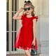 thumbnail image 4 of Vestido Arshiner para niñas pequeñas, sin mangas, con forma de princesa, tutú, rojo, 4 of 6