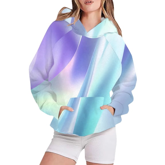 Bovemsi Sweatshirt for Women Women's Sportswear 2025 Gradient Pattern Long Sleeved Casual Pullover Comfort Hoodie