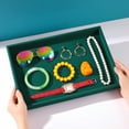 thumbnail image 3 of Transemion Stackable Jewelry Trays Impact-resistant Smooth Line Jewelry Boutiques Wide Application Cloth Jewelry Display Tray Green 1Set, 3 of 6
