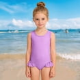 thumbnail image 4 of Girls One Piece Swimsuit with Matching Swim Cap Sleeveless Ruffle Hem Bathing Suit Beach Pool Swimwear, 4 of 4