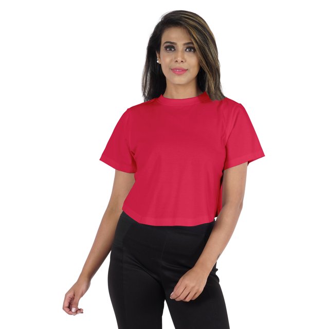 Inkmeso Short Sleeve Casual Cropped Tee For Womens Solid Crew Neck Crop Top