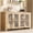 Four-door natural wood color, variant on Kicctian Sideboard Buffet Cabinet, 59" Storage Cabinet with 4 Tempered Glass Doors, Modern Sideboard Cabinet for Living Room, Dining Room, Kitchen, Black