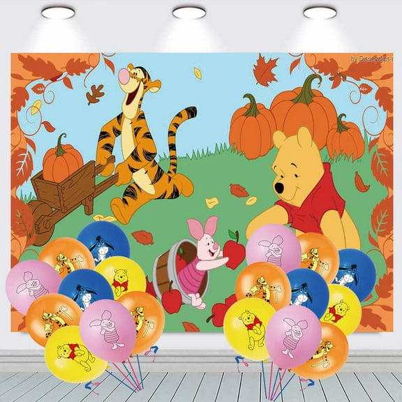 Winnie the Pooh Taspestry Poster Banner Backdrop Background Birthday Balloons Party Supplies Wall Decor