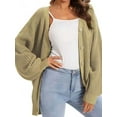 thumbnail image 2 of Cardigan Sweaters for Women Button-Down Long Sleeve Oversized Knit Outerwear Yellow Grey L, 2 of 6