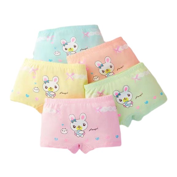 Godderr 5PCS Girls Cotton Soft Briefs Panties Comfty Cartoon Underwear Soft Cotton Princess Boxers Briefs Shorts for Kids Toddler