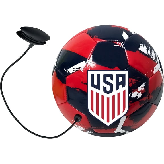 Icon Sports US Soccer Training Ball, Size 4, Red/White/Blue, PVC, Cord