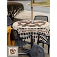 thumbnail image 5 of Outdoor Tablecloths with Umbrella Hole & Zipper, Western Texas Star Vintage 60x60 Inch Square Tablecloths, Rustic Wreath Black Beige Plaid Waterproof Table Cloth, Patio/Pool/Picnic Table Covers, 5 of 8