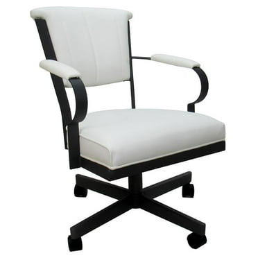 Miami Swivel Metal Caster Chair Reading Base - White Vinyl - Black
