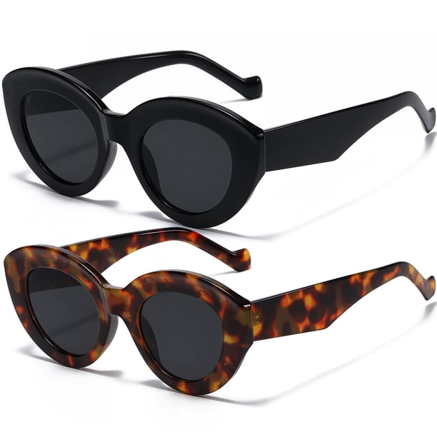 Gafas de Sol AIEYEZO Sobredimensionadas con Forma de Ojo de Gato para Mujer en Negro + Carey