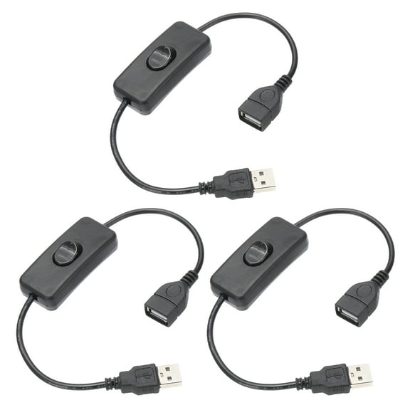Uxcell USB Switch Extension Cable with on OFF Switch, Inline Toggle Switch Power Cable Data Transfer Cord for LED Strips Black