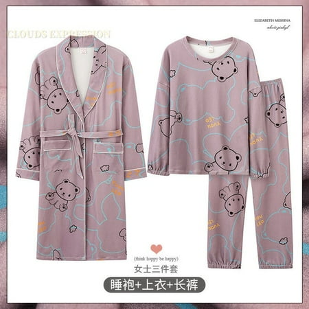 

QWZNDZGR Spring Autumn Elegant Women s Pajamas Sets Pyjamas Long Sleeved Print Cotton Sleepwear Lady Pijamas Homewear Nightgown Fashionn