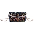 thumbnail image 2 of Bolsa Moda mujer perla lentejuelas cilindro bolsos cadena hombro bolsos (negro) JShteea Para Estrenar, 2 of 9