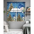 thumbnail image 5 of Blue Snowman Christmas Kitchen Curtains Swag Valance and Tier Curtains Set 24 Inch Length, Xmas Tree Ball Snowflake Winter Rod Pocket Drape Panels Pair Swag Curtains for Bathroom/Cafe/Window, 5 of 6