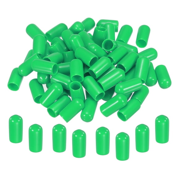 Uxcell Rubber End Caps Cover Vinyl Screw Thread Protector Round Wire Shelf Caps for Screw Bolt Pipe Fence Post Green 0.24" 50Pcs