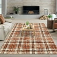thumbnail image 3 of Haperlare 8'x10' Modern Plaid Area Rug Washable Rugs, Non Slip Ultra Soft Rug Stain Resistant Farmhouse Rug Carpet for Living Room Bedroom Dining Room, Orange, 3 of 8