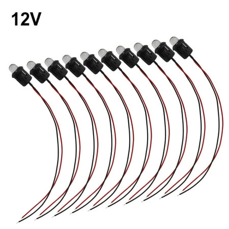 

10 Pcs 12V 10Mm Pre-Wired Constant Led Ultra Clear Bulb Cable Prewired Led Lamp