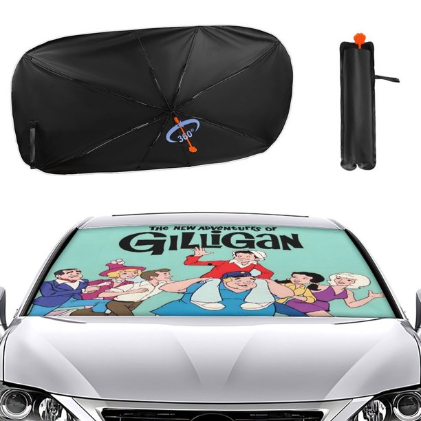 Las Nuevas Aventuras de Gilligan Sombrilla Solar para Auto - Protector de Parabrisas Plegable | Cortina Solar Delantero | Bloqueo UV y Aislamiento de Calor 133x73cm
