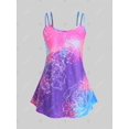 thumbnail image 2 of Tank Top de Escote Pico con Panel de Encaje de Bloqueo de Color Rosegal  Camisetas sin mangas de talla grande, 2 of 5
