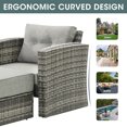 thumbnail image 5 of Royalcraft 5-Piece Patio Furniture Set,Outdoor Wicker Furniture Single Chair with Ottoman & Side Table,All-Weather Grey Rattan Outdoor Armchair Sofa Set with Non-Slip Cushions,Aluminum Frame, 5 of 6