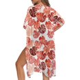 thumbnail image 5 of Xoenoiee Red Monstera Palm Leaves Print Women Kimono Cardigans Casual Summer Tops Cover up Open Front Resort Wear Women's Swimwear Cover Ups Kimono Bikini Cover Up Beachwear, 5 of 7