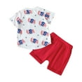 thumbnail image 4 of Sopiago Baby Boy 4th of July Summer Clothes American Flag Short Sleeve T Shirt + Solid Shorts Toddler 2PCS Outfits Set Red,12-18 Months, 4 of 7