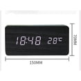 thumbnail image 1 of Reloj despertador de madera retro creativo estudiante silencioso LED luminoso reloj electrónico moda reloj de madera sala de estar mesita de noche reloj madera blanca luz verde, 1 of 4
