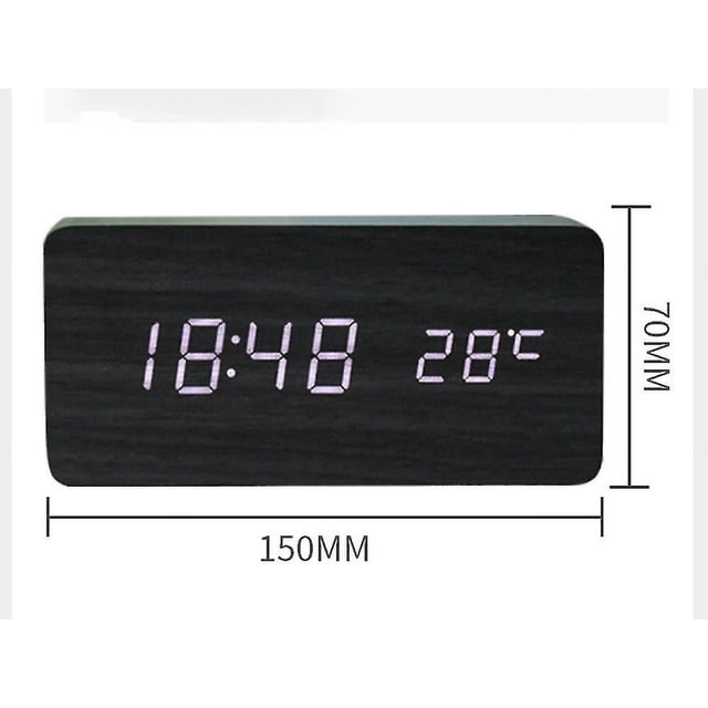 Reloj despertador de madera retro creativo estudiante silencioso LED luminoso reloj electrónico moda reloj de madera sala de estar mesita de noche reloj madera blanca luz verde